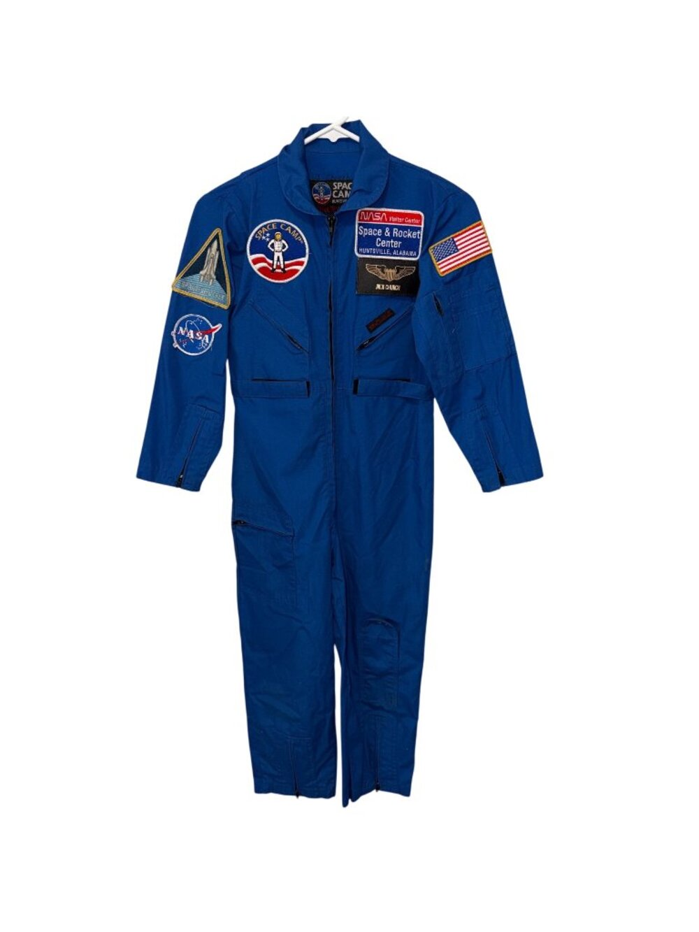 Vintage NASA Space Camp Jumpsuit Youth 12 Blue Flight Suit Huntsville AL Patches